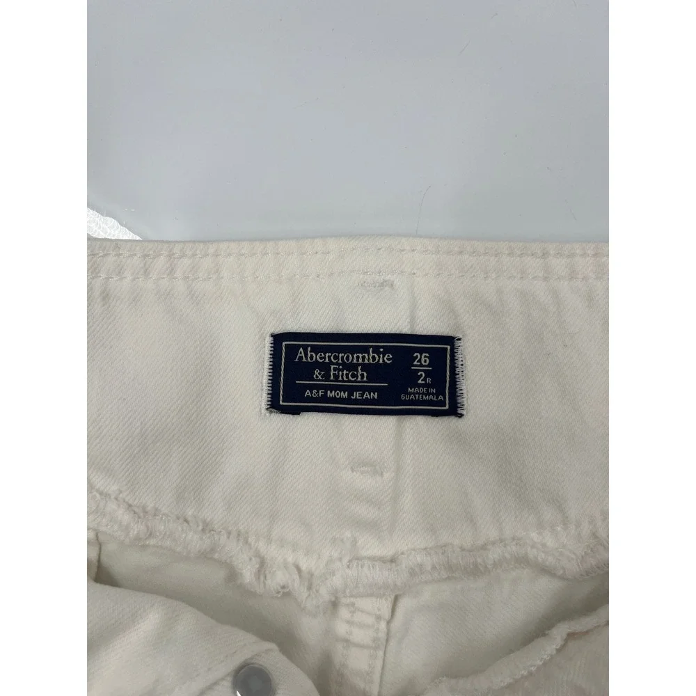 Abercrombie & Fitch White Mom Jean Tie Waist High Rise Button Fly Size 26 2R